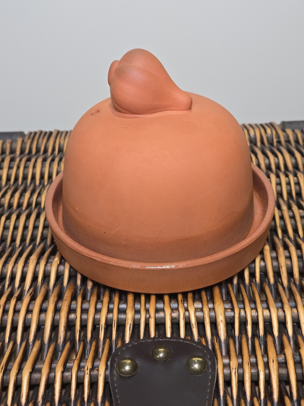 Vintage 90s Terra Cotta Garlic Roaster & Baker with Garlic Knob